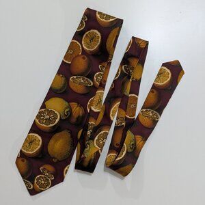Yves Saint Laurent Vintage Silk Tie Orange Citrus Pattern